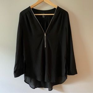 Flowy Black Top With Metal Zipper